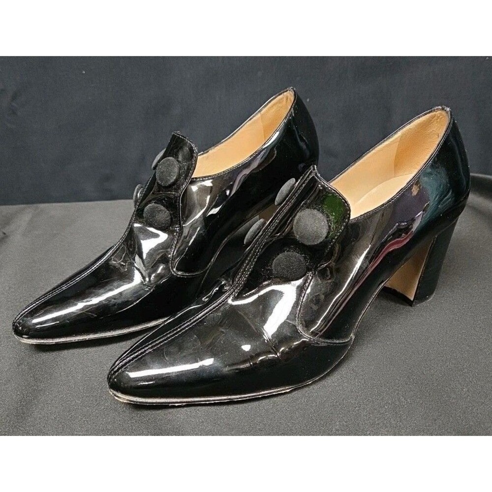 Manolo Blahnik Heel Loafer Black Patent Leather Women’s 37 US 6.5 Shoes F